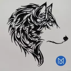 Frezowanie mdf płaskorzeźba lakierowana - wilk